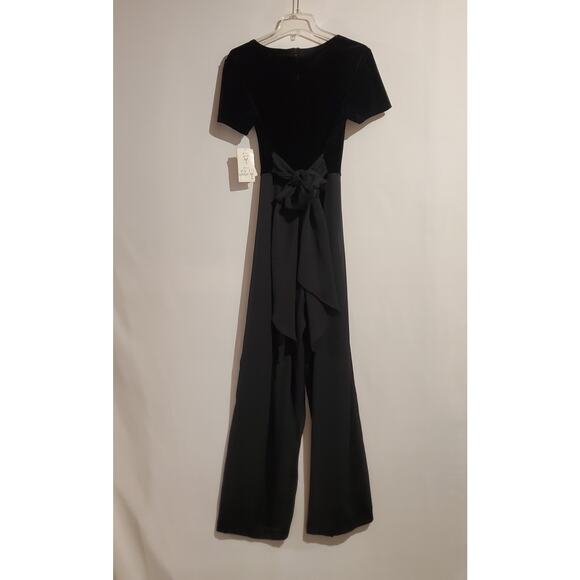 Vtg 90s CDC NWT Velvet Chiffon Tieback Jumpsuit Size 10 Whimsigoth Grunge Black - Picture 2 of 12